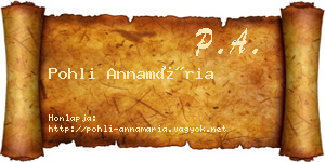 Pohli Annamária névjegykártya