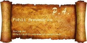 Pohli Annamária névjegykártya